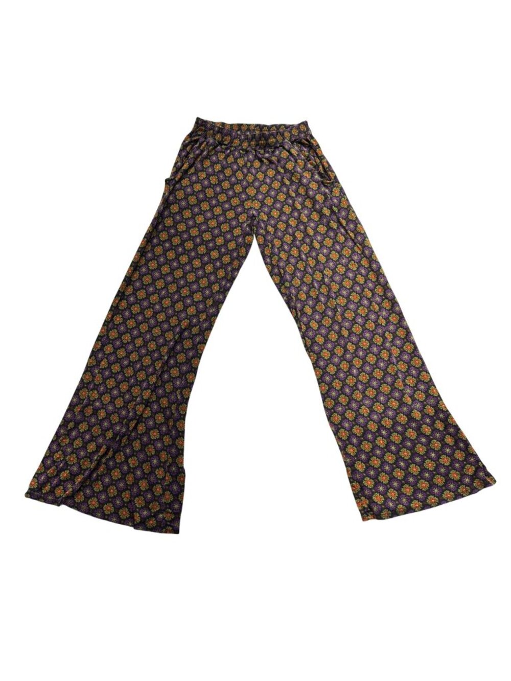 Natural Life Lounge Wear Pants Flare Pull On 70s Floral Print Size Large Hippie